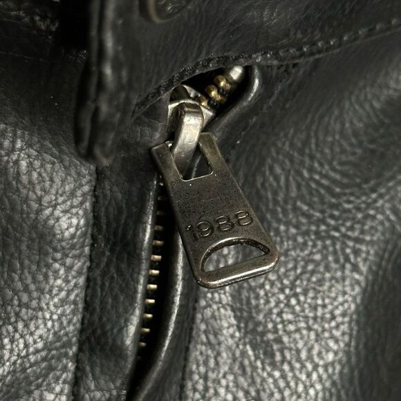 Vtg Arizona Jean Co Grunge Faux Leather  Men's Racer Motorcycle Full Zip Blue St - Picture 4 of 8